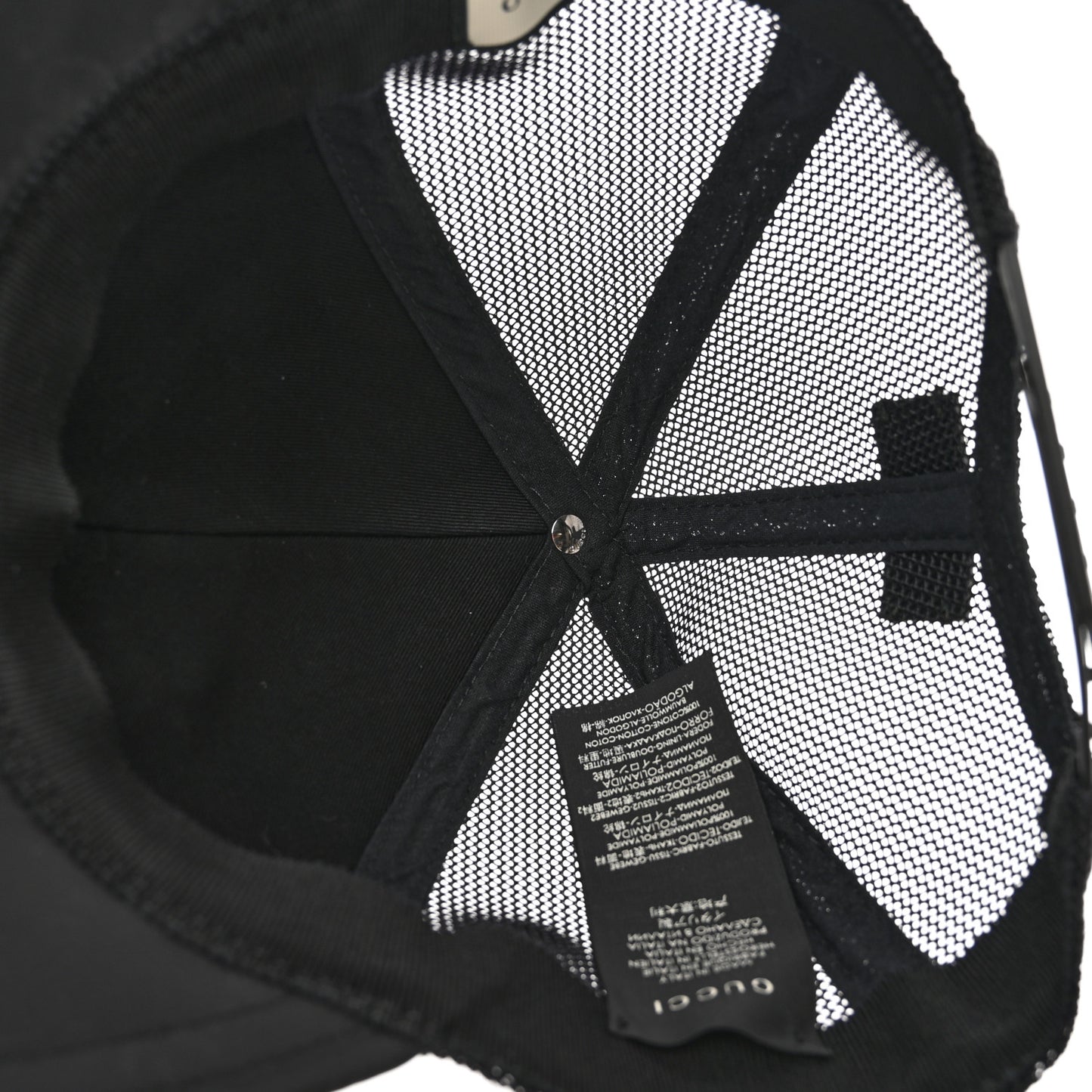 Nylon Light Mesh Dollar Calfskin GG Monogram Baseball Hat M Black