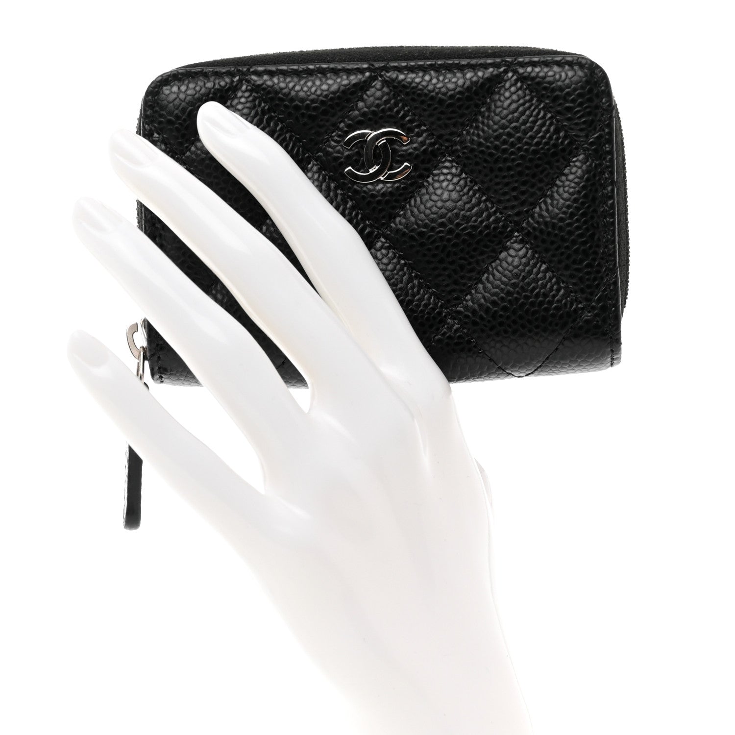 Chanel Caviar Quilted Zip Coin Purse Black 2 of 8