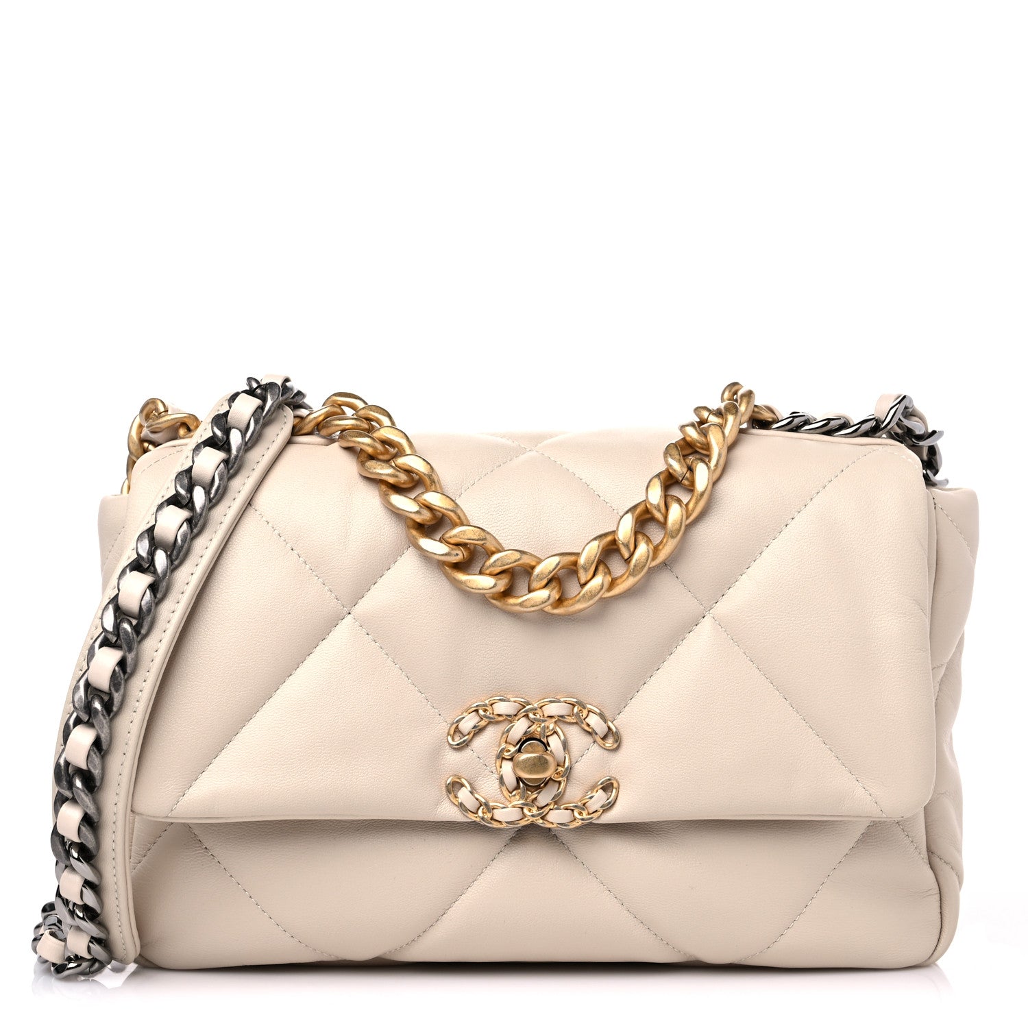 Chanel Goatskin Quilted Medium Chanel 19 Flap Beige 1 of 9