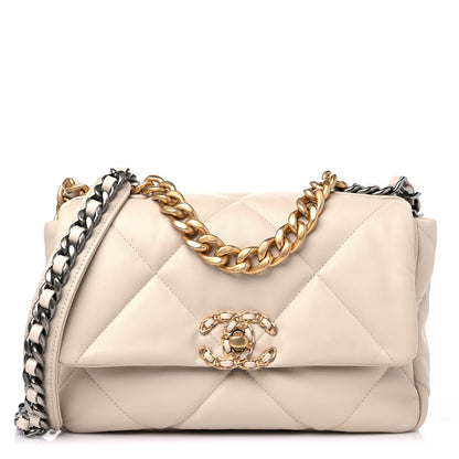 Chanel Goatskin Quilted Medium Chanel 19 Flap Beige 1 of 9