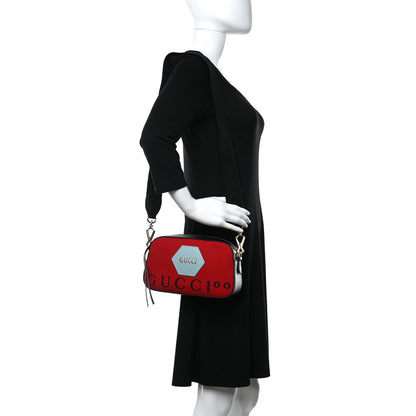 Gucci Felt Calfskin Script Logo Gucci 100 Camera Bag Bright Hibiscus Black Azure 2 of 9