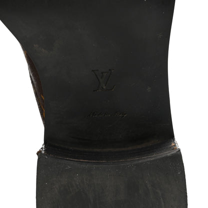 Louis Vuitton Calfskin Monogram Wonderland Flat Ranger Boots 40 Black 7 of 8