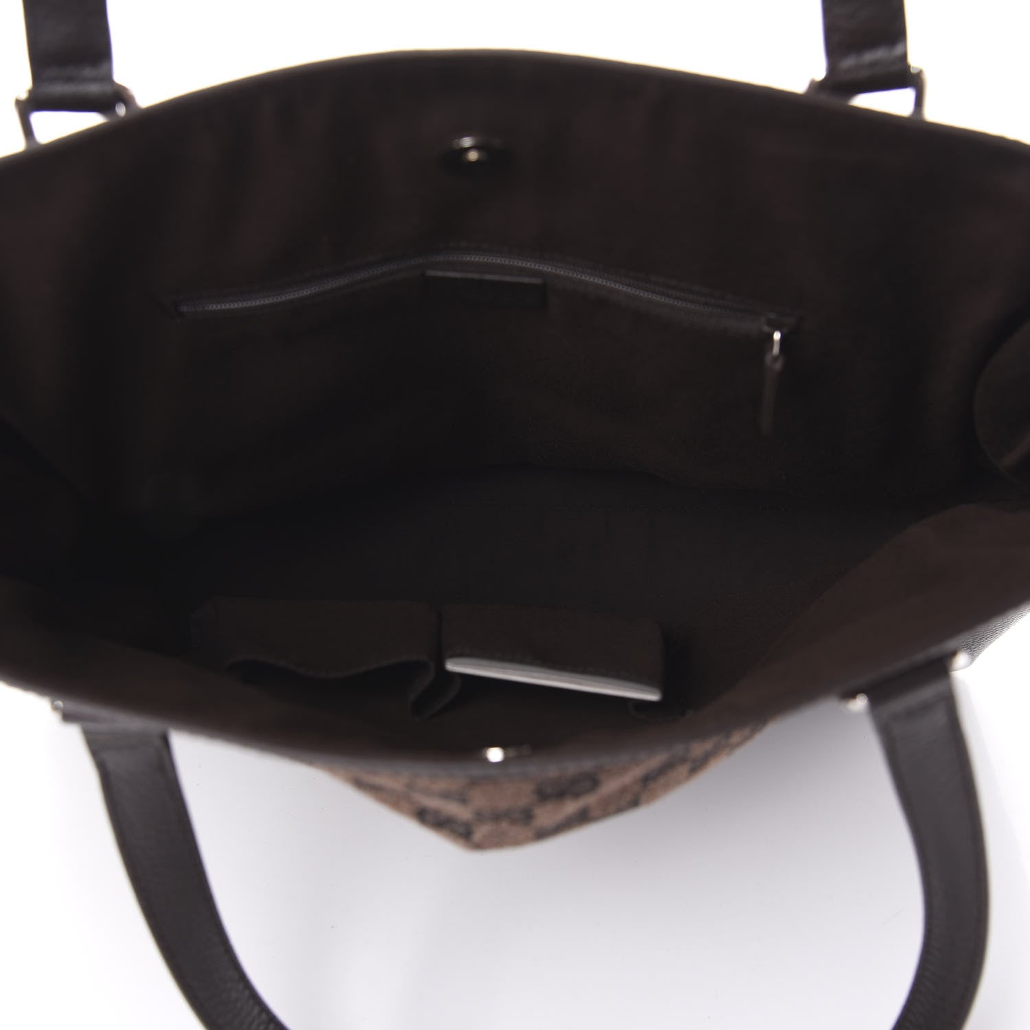 Gucci Denim Monogram Full Moon Tote Dark Brown 5 of 9