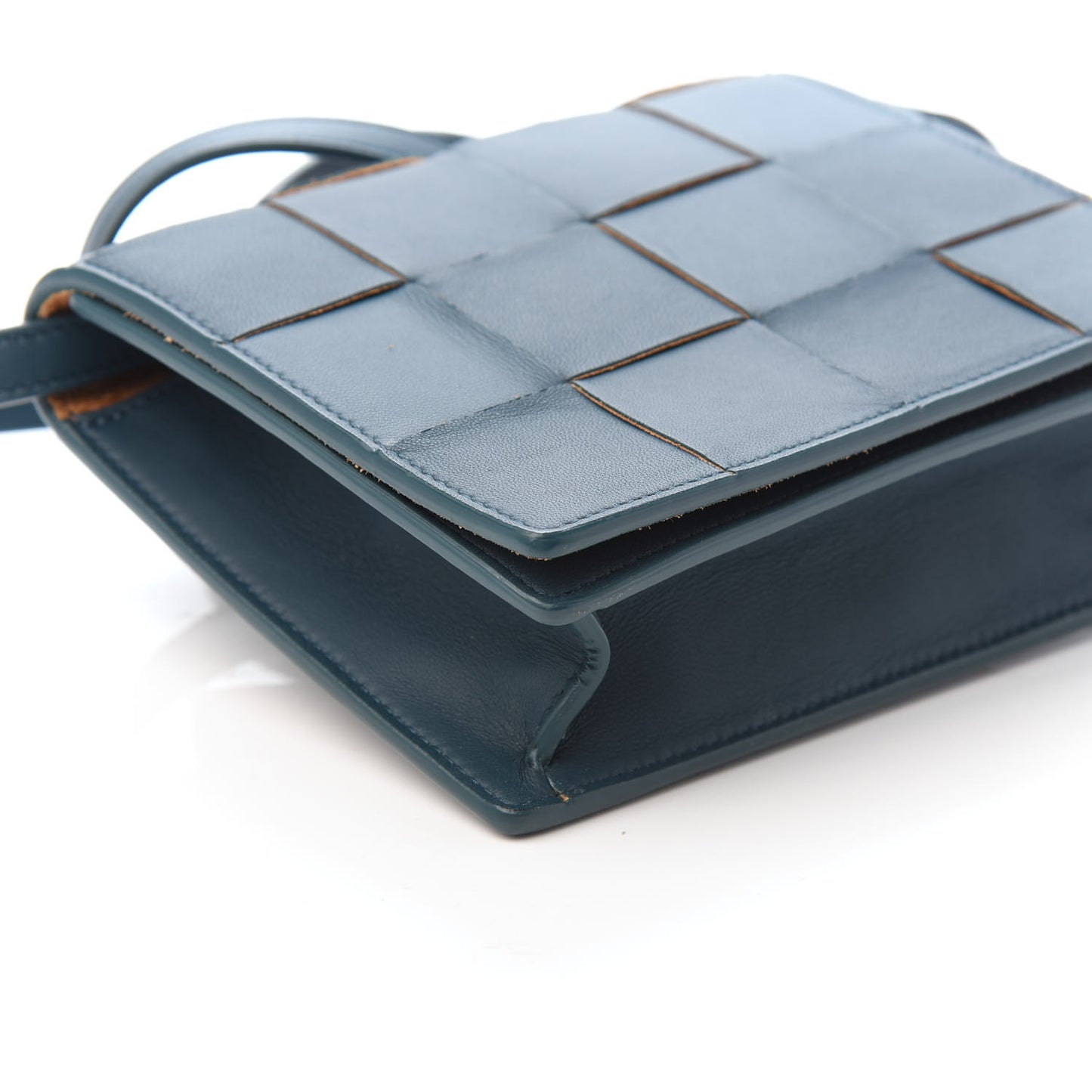 Lambskin Maxi Intrecciato Mini Cassette Crossbody Bag Petrol Blue