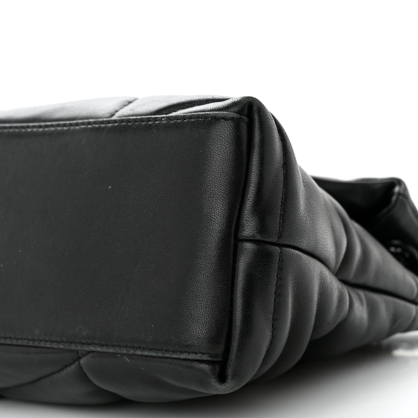 Lambskin Quilted Monogram Monochrome Medium Loulou Puffer Chain Satchel Black