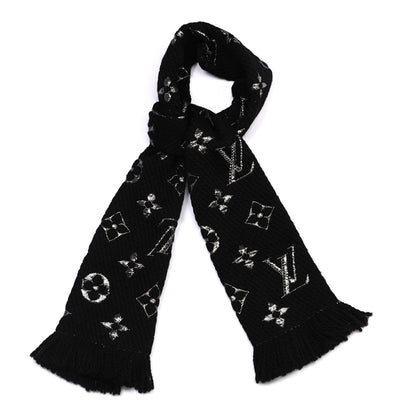 Louis Vuitton Wool Silk Logomania Shine Scarf Black 1 of 4