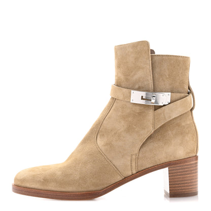 Hermes Suede Frenchie 50 Ankle Boots 36 Beige Gobi 1 of 10