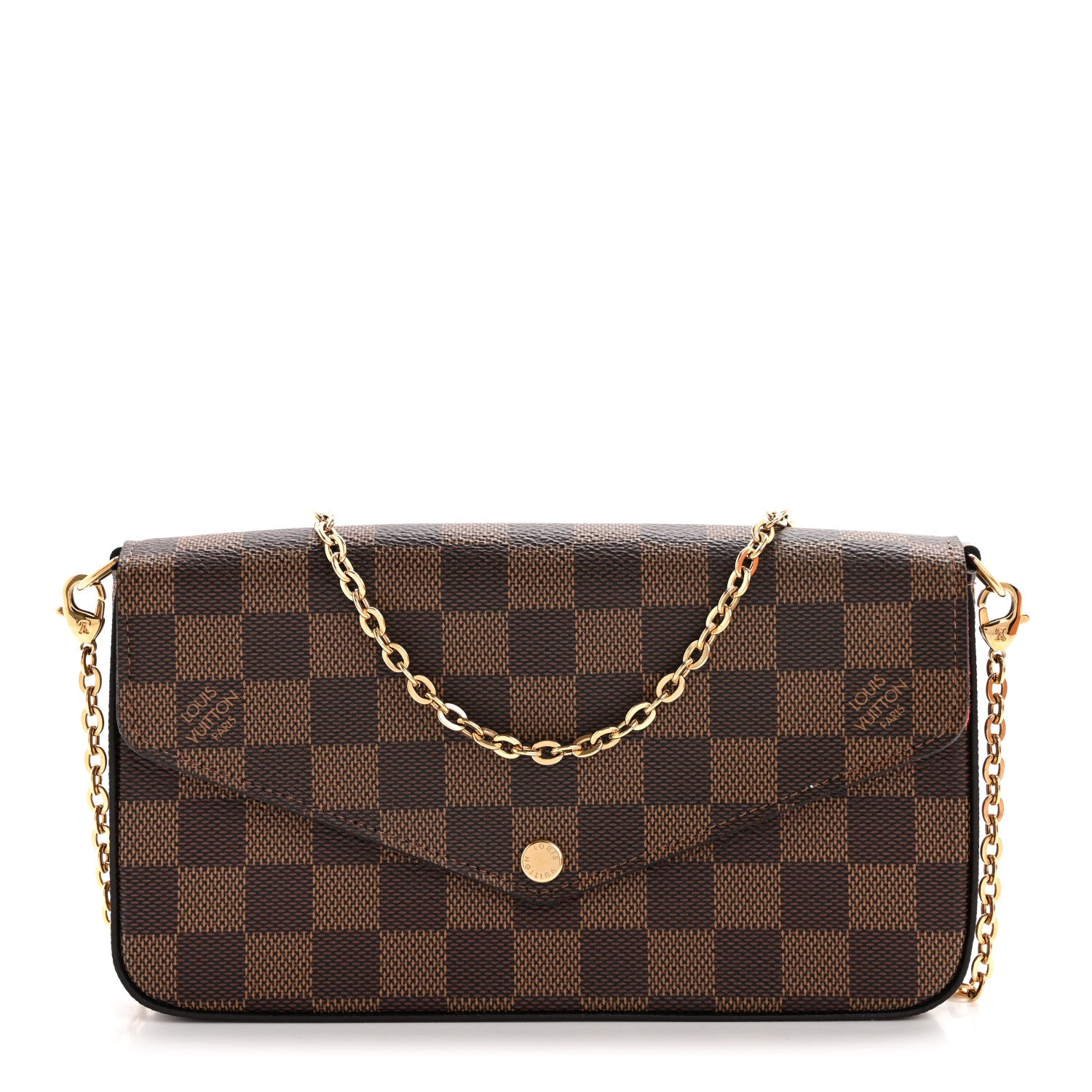 Louis Vuitton Damier Ebene Pochette Felicie Chain Wallet 1 of 14