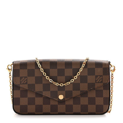 Louis Vuitton Damier Ebene Pochette Felicie Chain Wallet 1 of 14