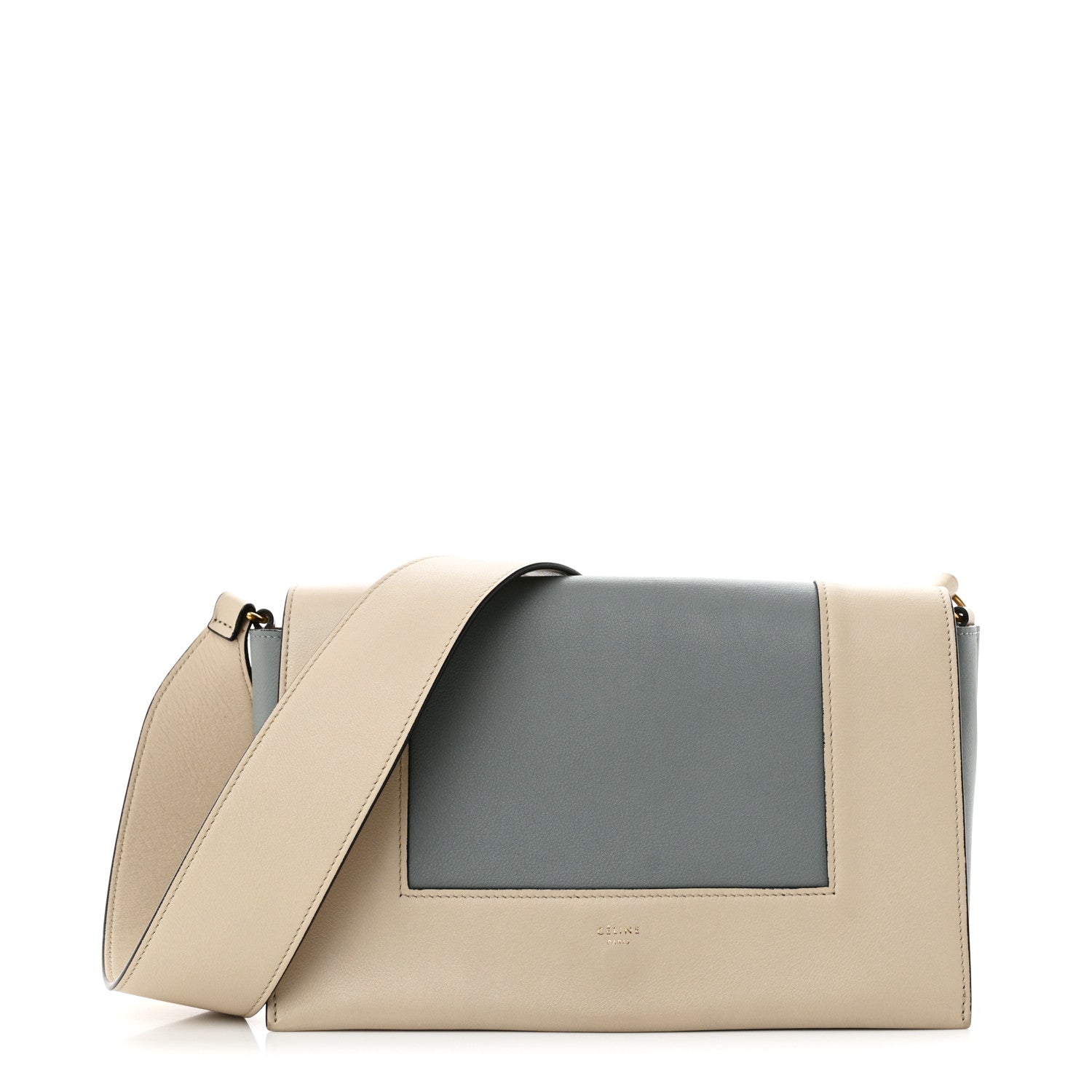 Celine Shiny Smooth Calfskin Medium Frame Shoulder Bag Grege Storm 1 of 15