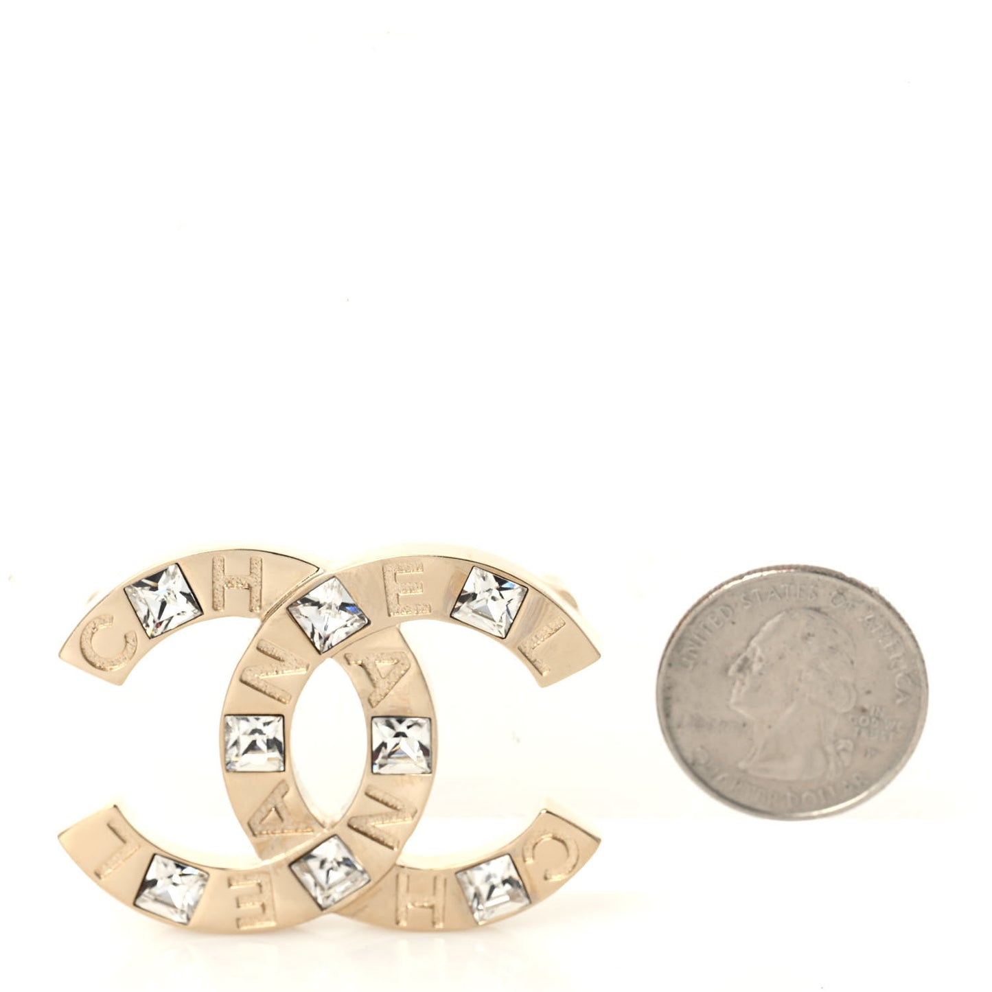 Baguette Crystal Logo CC Brooch Gold