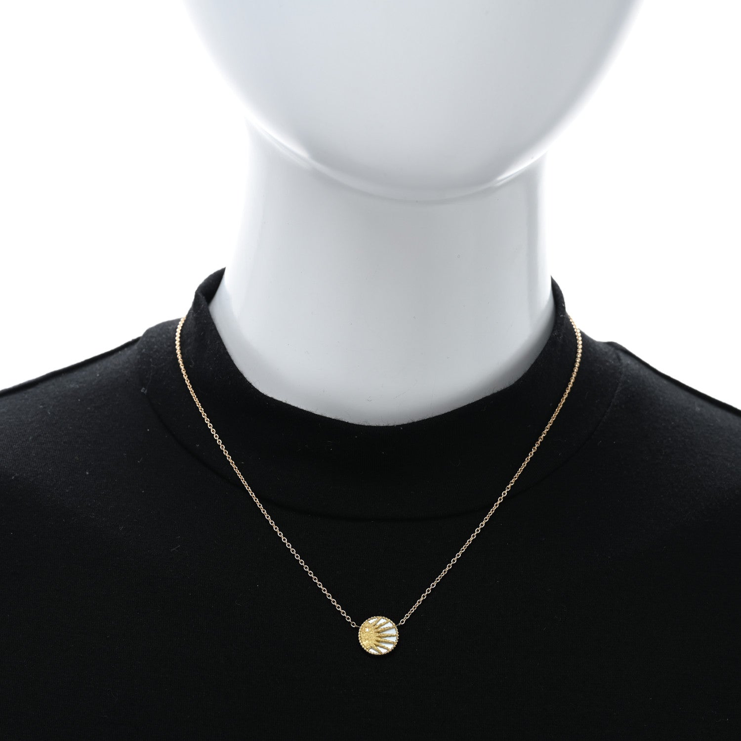 Christian Dior 18K Yellow Gold Platinum Black Onyx Mother of Pearl Diamond Rose Celeste Pendant Necklace 2 of 5