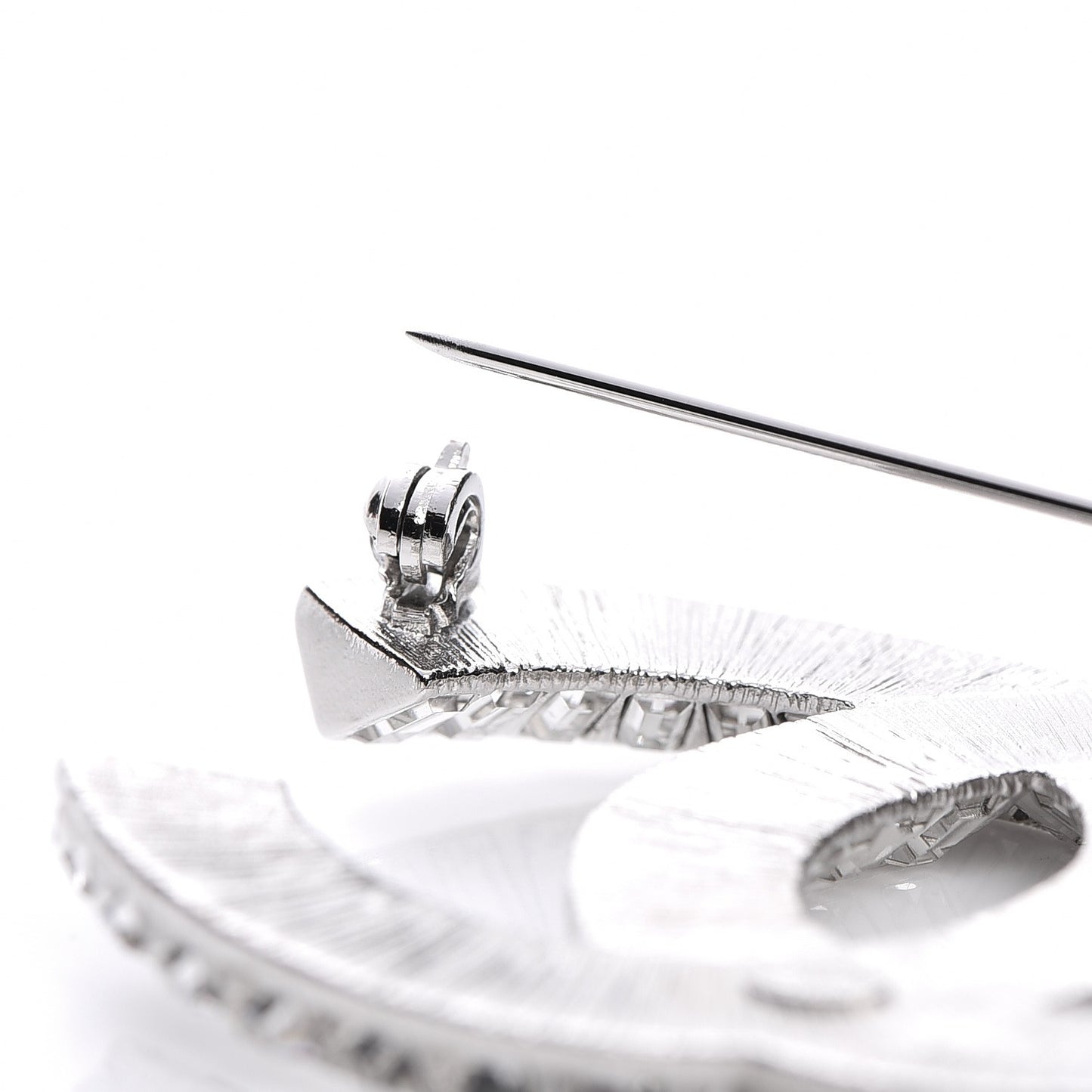 Baguette Crystal CC Brooch Silver