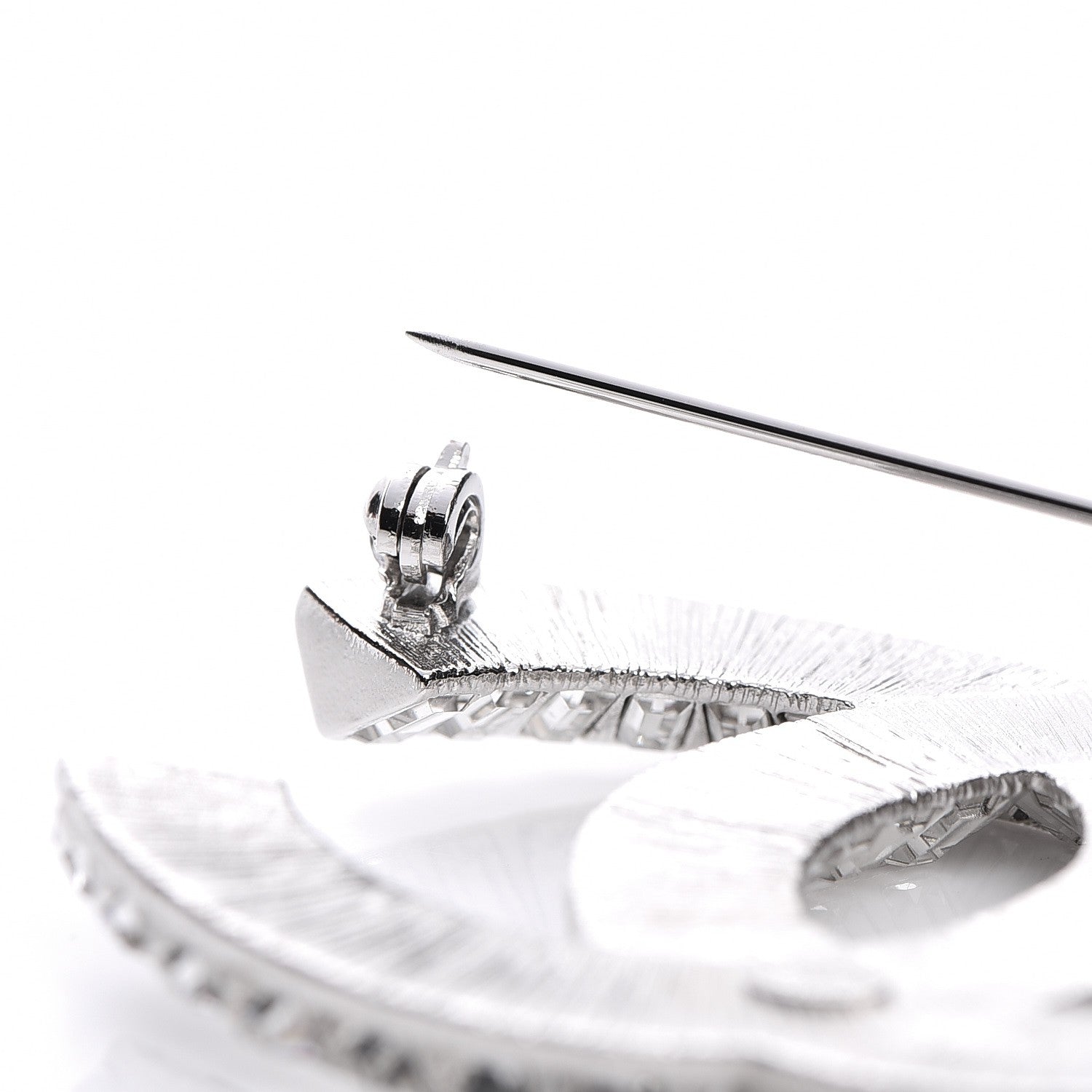 Chanel Baguette Crystal CC Brooch Silver 4 of 5