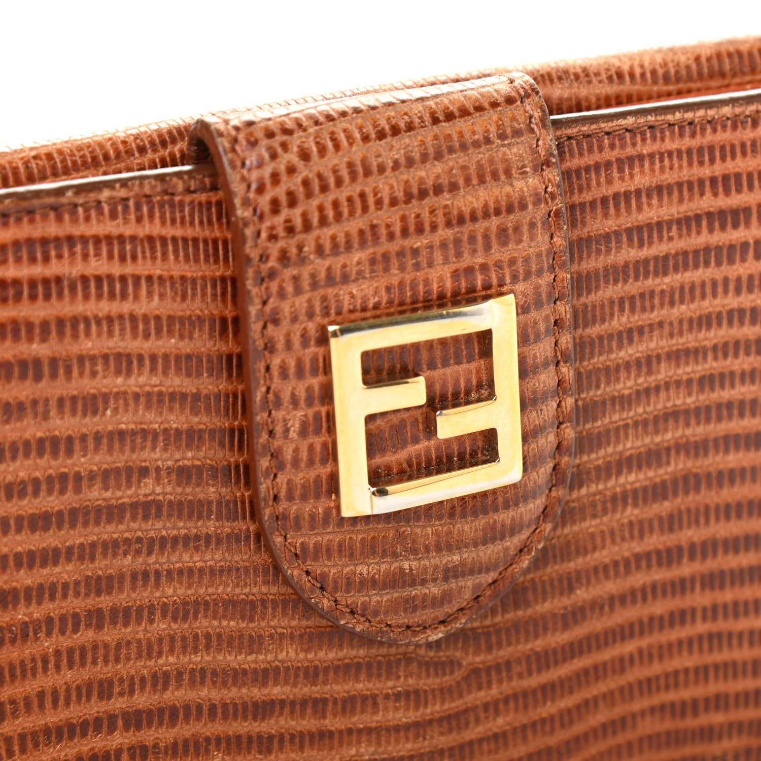 Fendi Calfskin Lizard Embossed Continental Wallet Cuoio 10 of 10