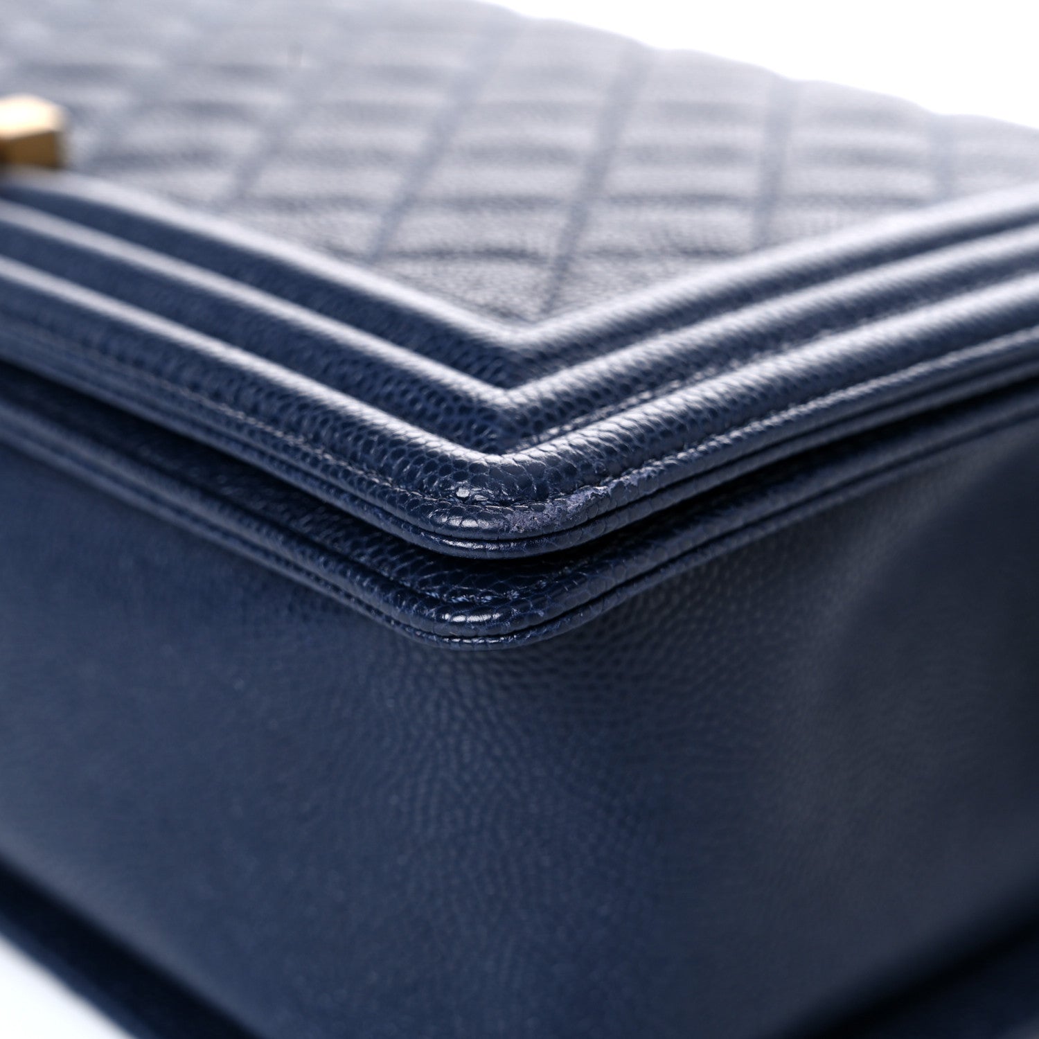 Chanel Caviar Quilted New Medium Boy Flap Dark Navy Blue 9 of 14
