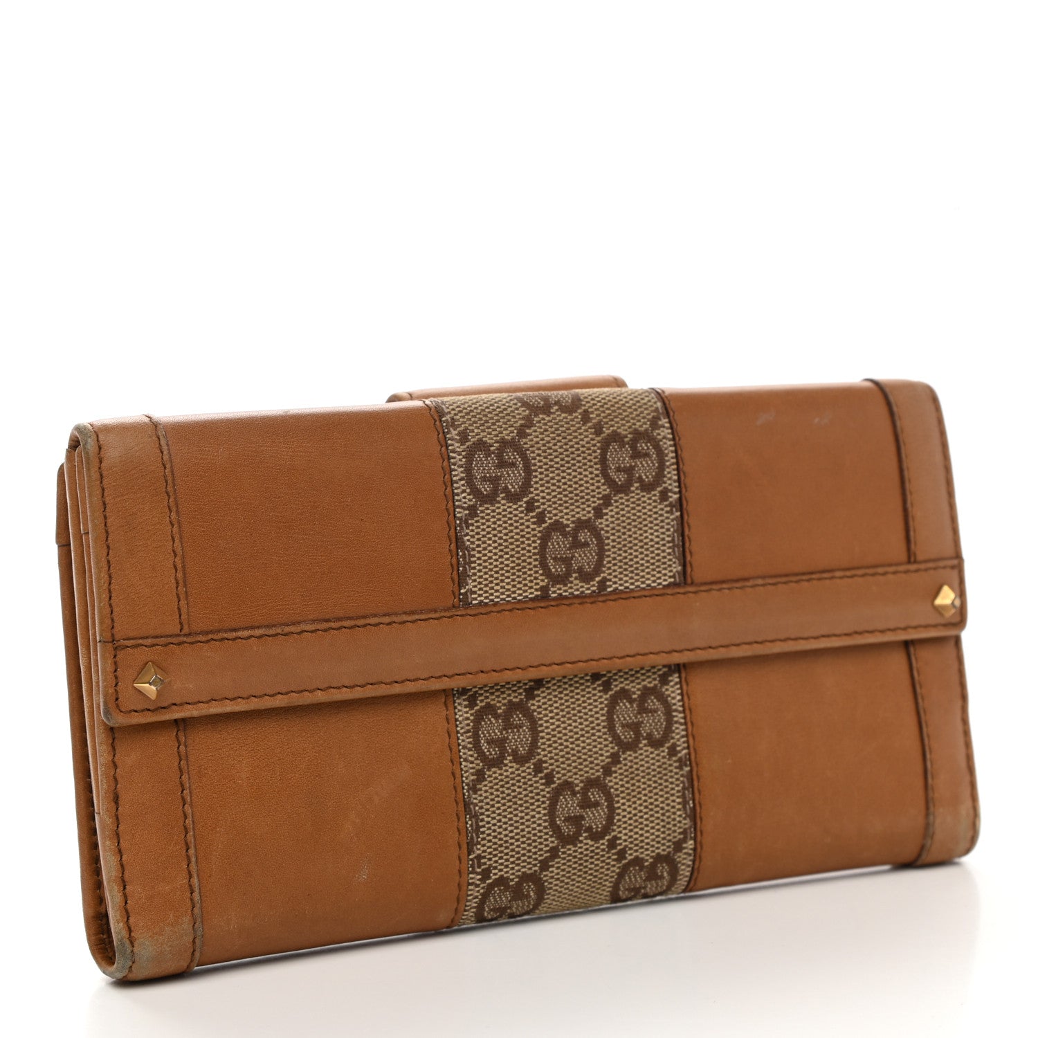 Gucci Calfskin Monogram Continental Wallet Tan 3 of 12