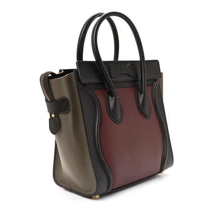 Celine Smooth Calfskin Nubuck Micro Tri-Color Luggage Burgundy 3 of 9