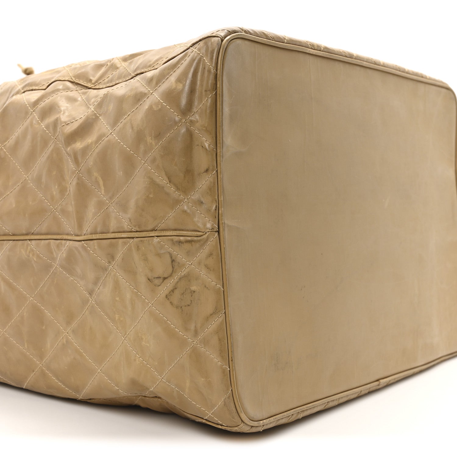 Chanel Vinyl Stitched XL Bucket Bag Beige 9 of 10