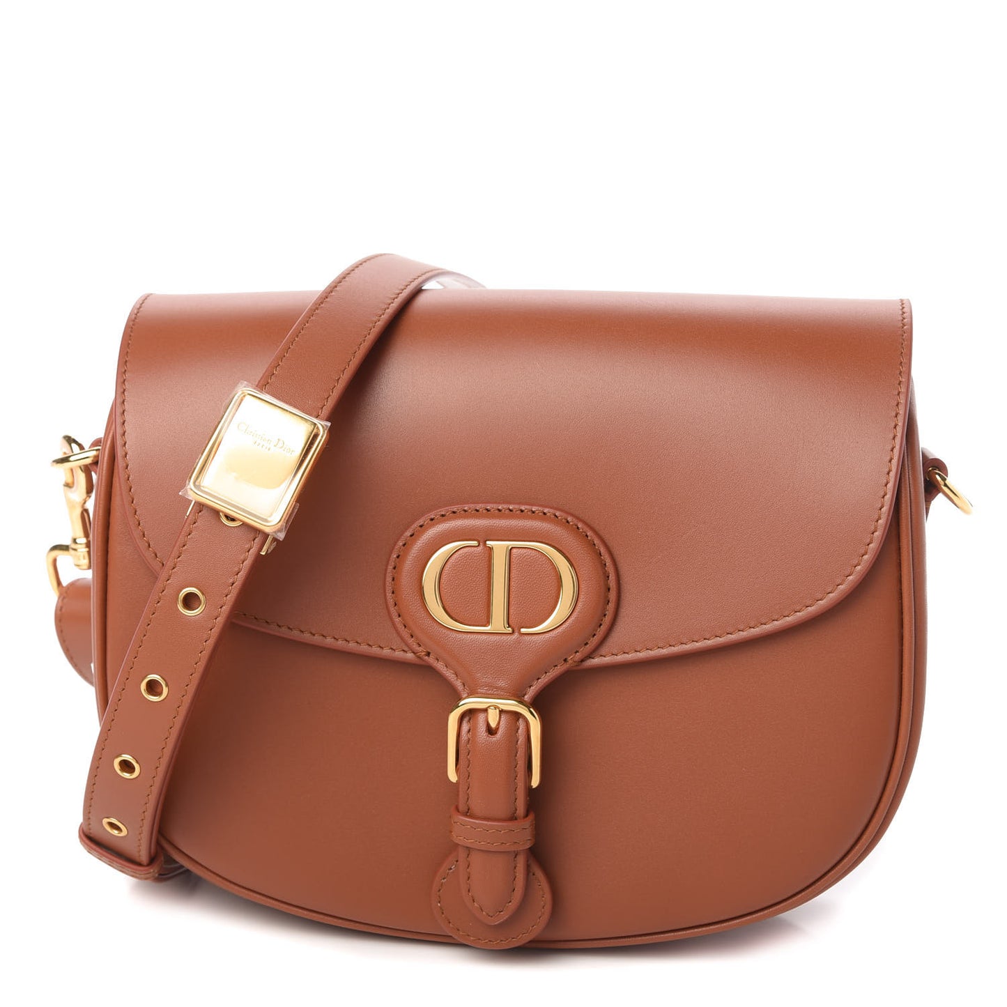 Box Calfskin Medium Bobby Flap Dark Tan