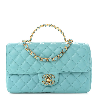 Chanel Lambskin Quilted Small Strass On Top Flap Bag Light Blue 1 of 11