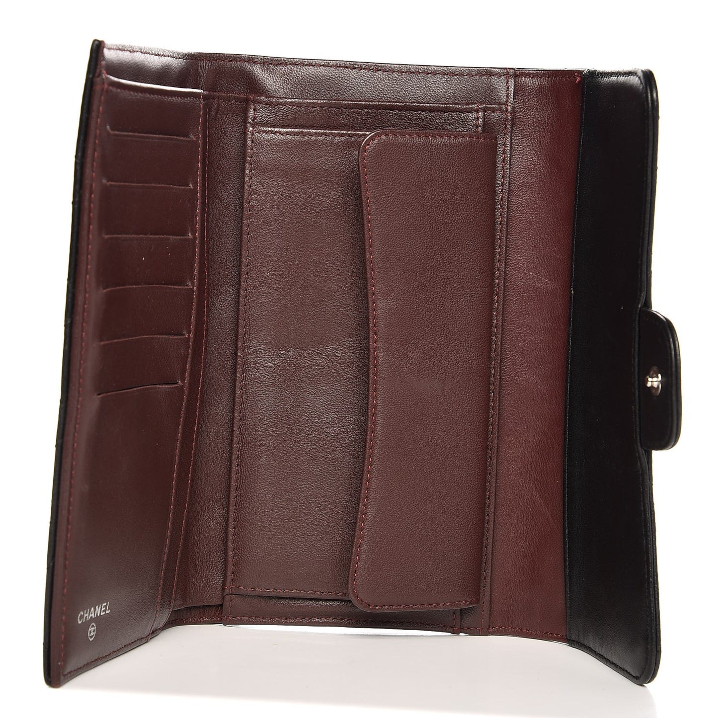 Lambskin Quilted Large Flap Wallet Black