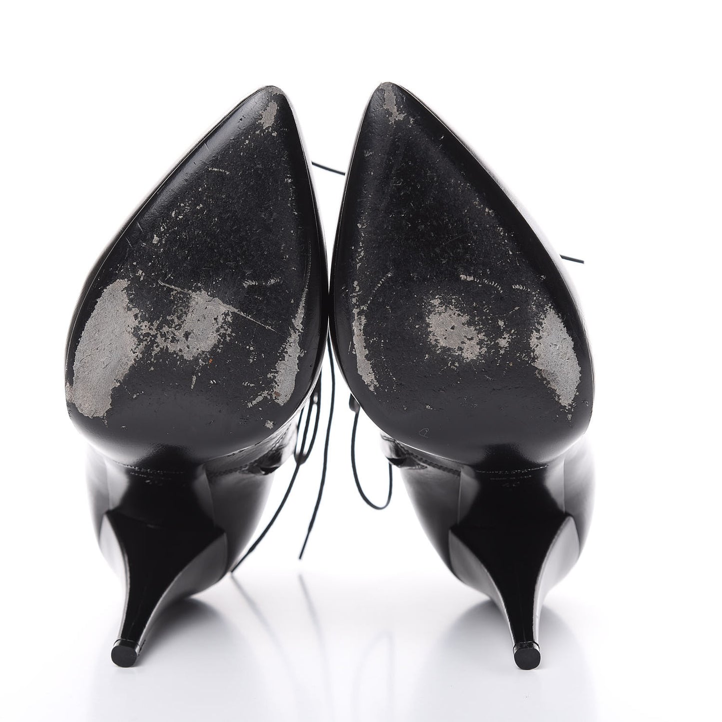 Shiny Calfskin Fetish Lace Up Ankle Boots 40 Black