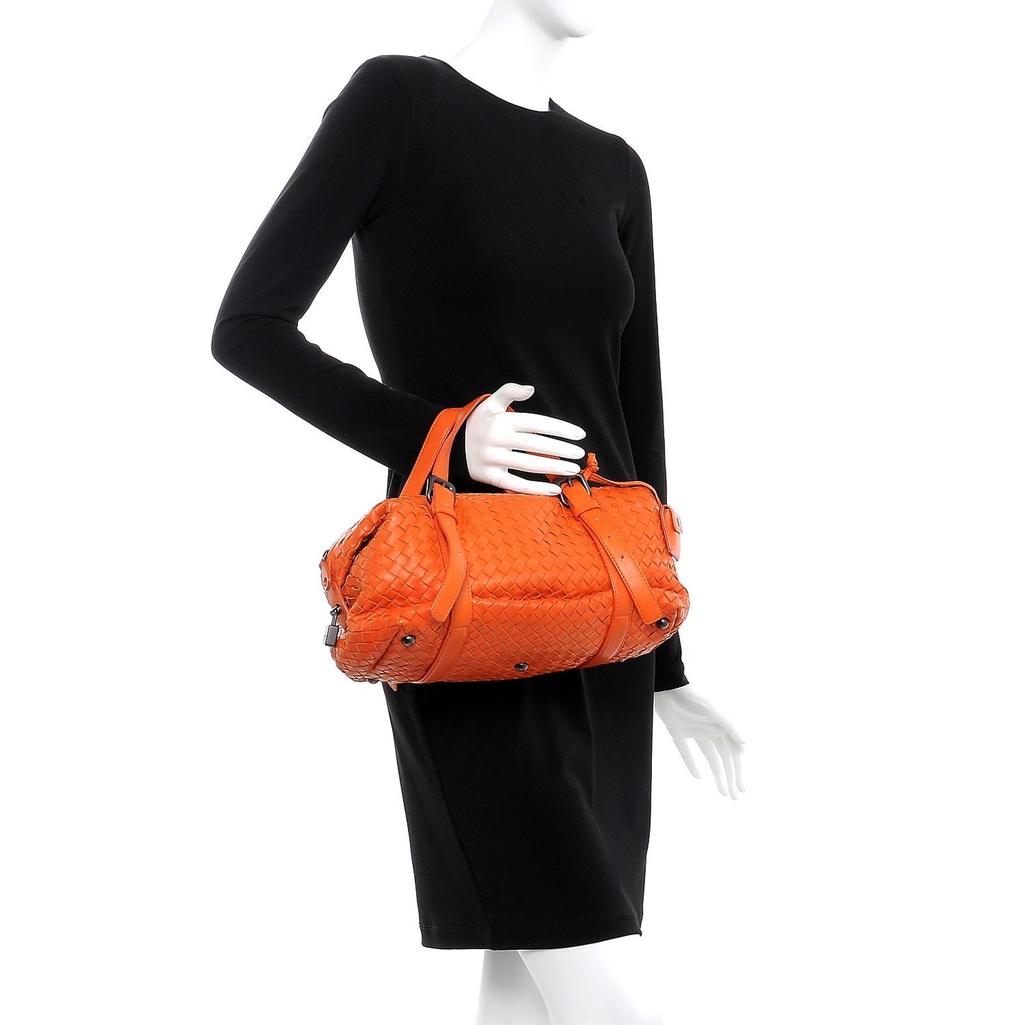 Nappa Intrecciato Montaigne Satchel Orange