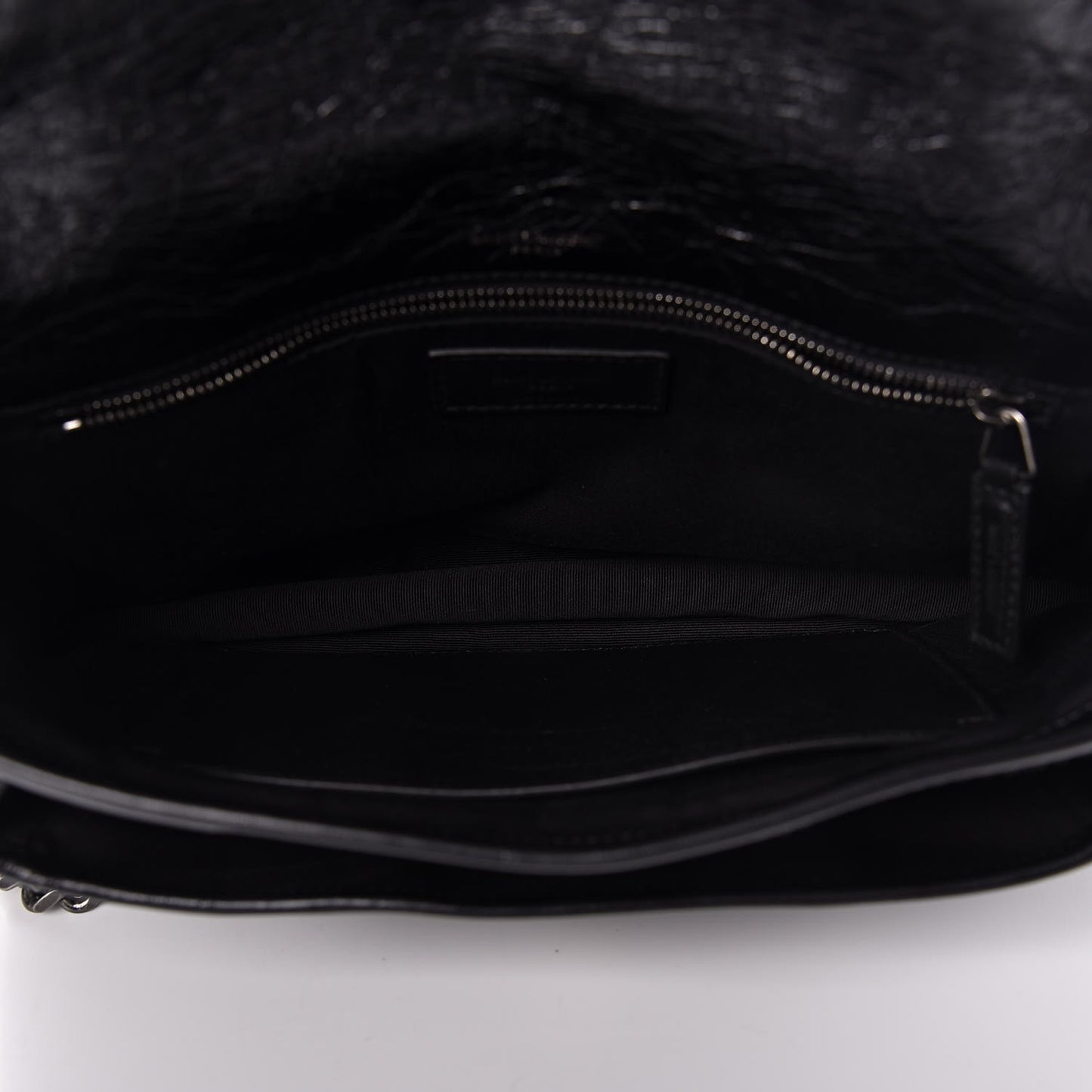 Crinkled Calfskin Matelasse Monogram Medium Niki Chain Satchel Black