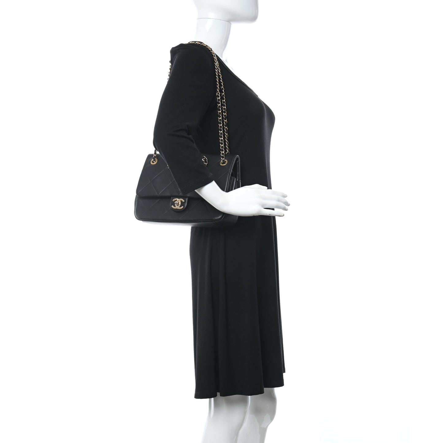 Lambskin Small A Real Catch Flap Bag Black