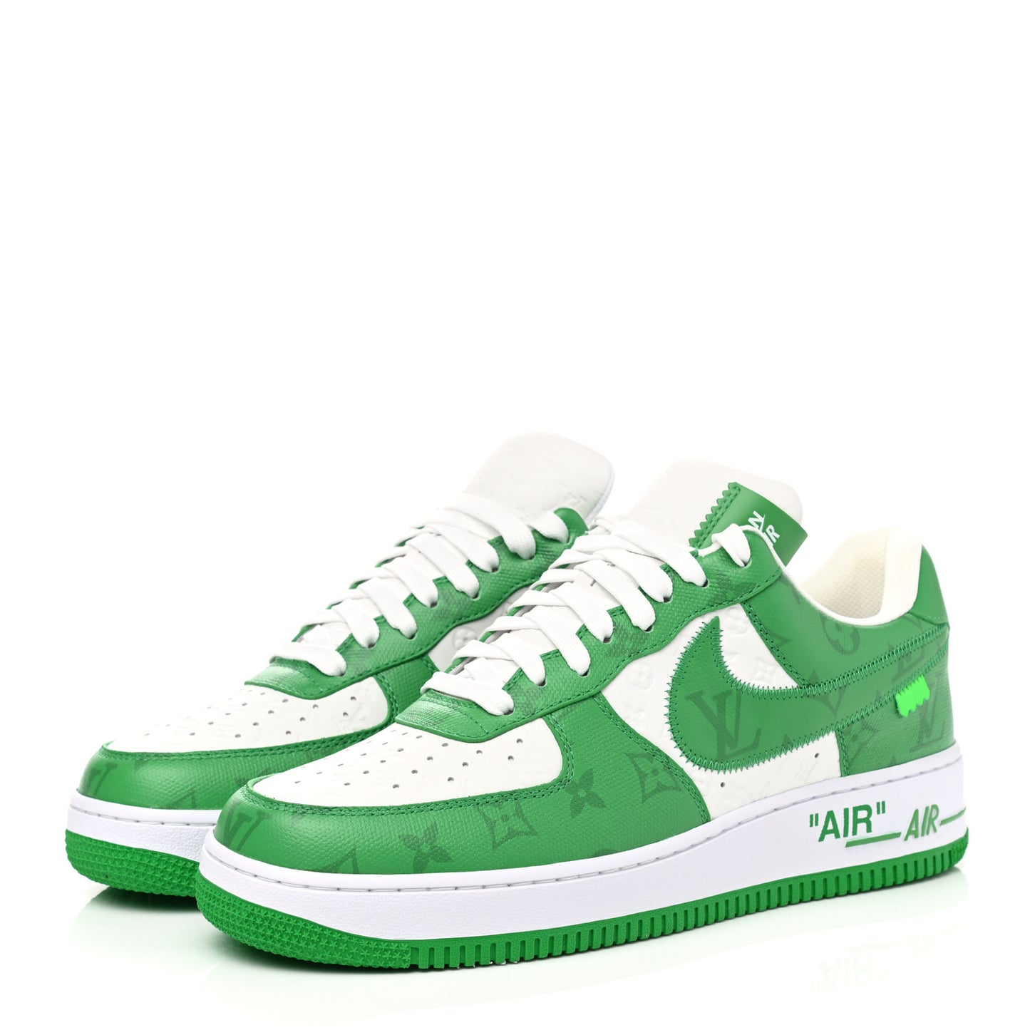 X NIKE AIR FORCE 1 Calfskin Monogram Mens Low Top Sneakers 9 Green
