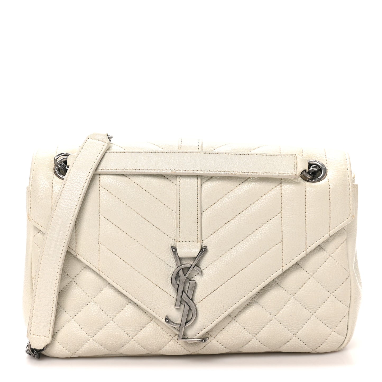 Sheepskin Medium Tri-Quilt College Monogram Satchel Porcellana