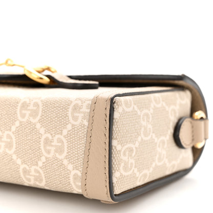 Gucci GG Supreme Monogram Textured Dollar Calfskin Mini Horsebit 1955 Shoulder Bag Beige Mystic White Oatmeal 10 of 11