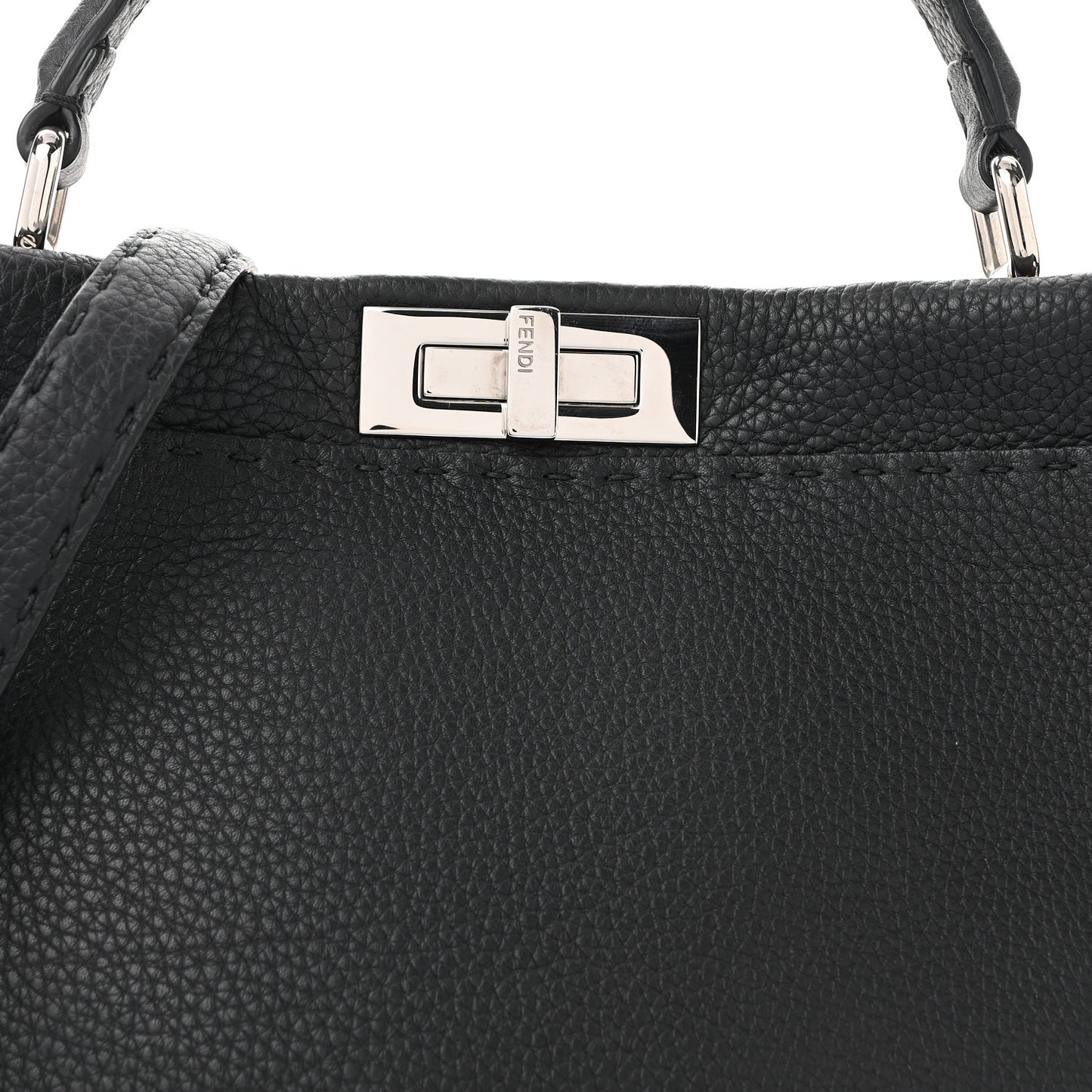 Cuoio Romano Selleria Bi-Color Large Peekaboo Iconic Satchel Black Mou