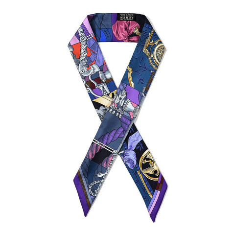 Silk Cavalleria D'Etriers Twilly Violet Bleu Rose