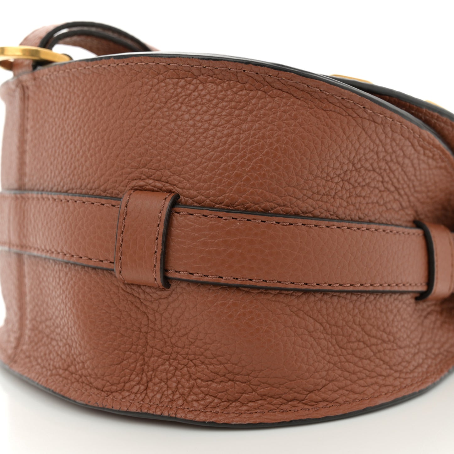 Grained Calfskin Studded Small Marcie Saddle Tan