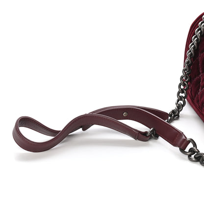 Chanel Velvet Tweed Quilted Medium Boy Flap Burgundy 13 of 14