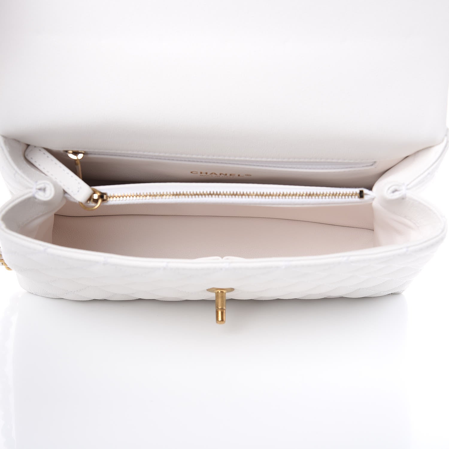 Chanel Caviar Lizard Quilted Small Coco Handle Flap White Beige 5 of 10