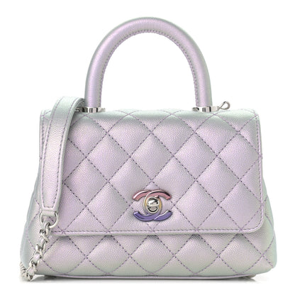 Chanel Iridescent Caviar Quilted Extra Mini Coco Handle Flap Purple 1 of 11