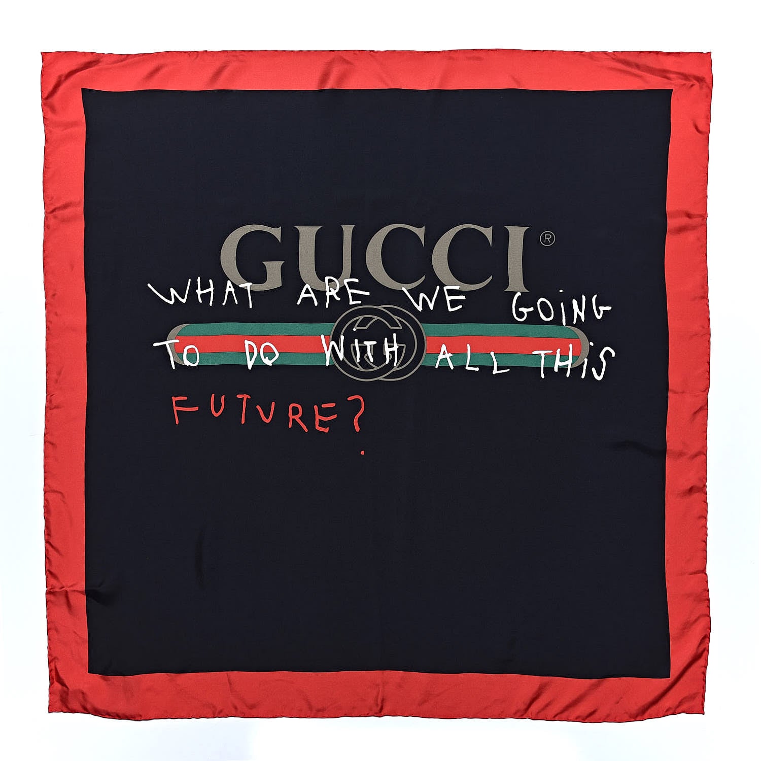 Gucci Silk Coco Capitan Logo Scarf Black 1 of 5