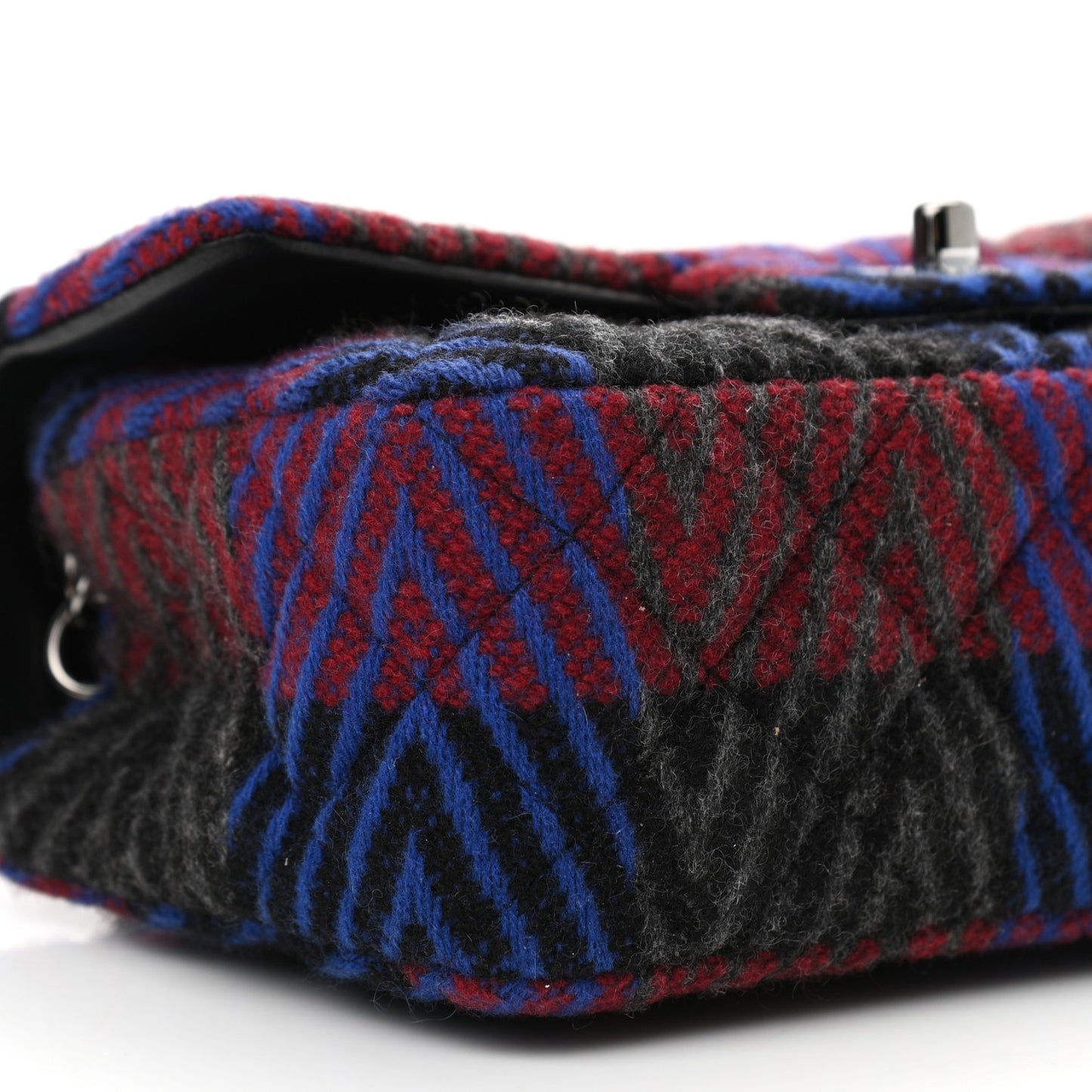 Wool Quilted Mini Rectangular Flap Red Grey Multicolor