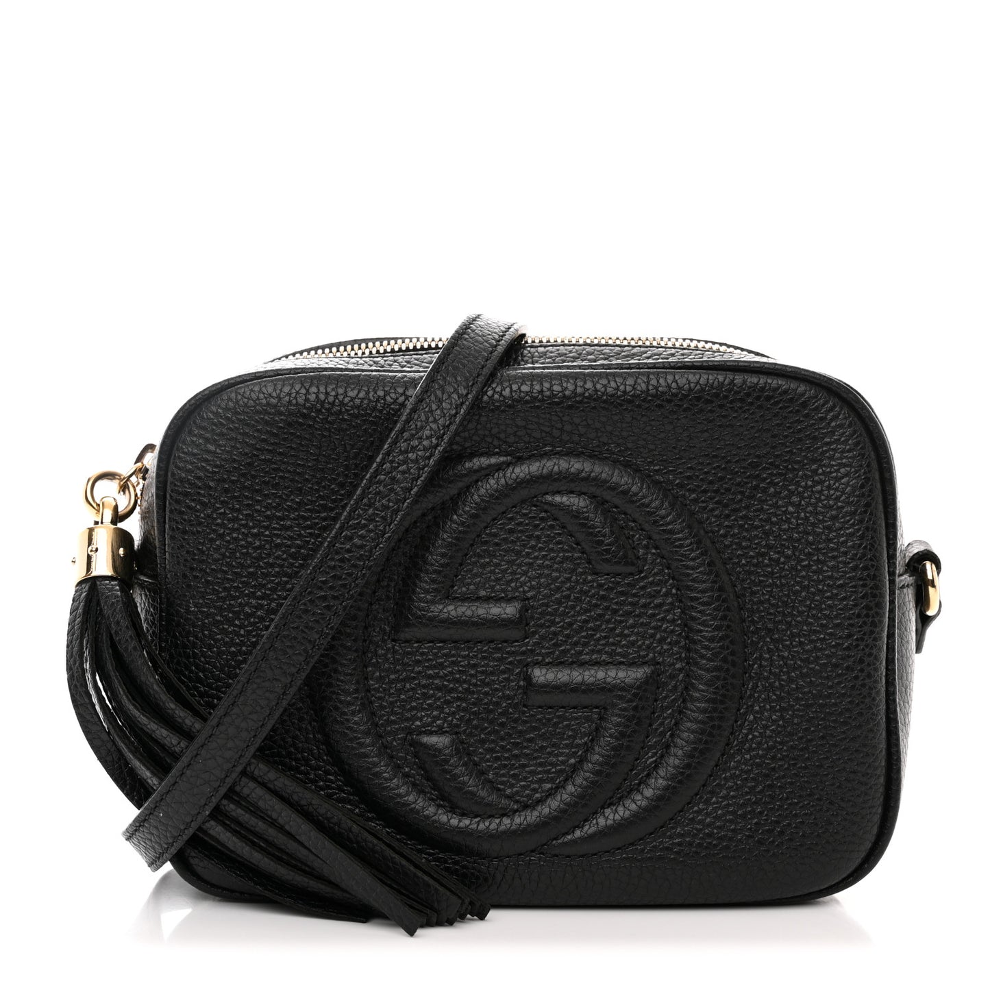 Pebbled Calfskin Small Soho Disco Bag Black