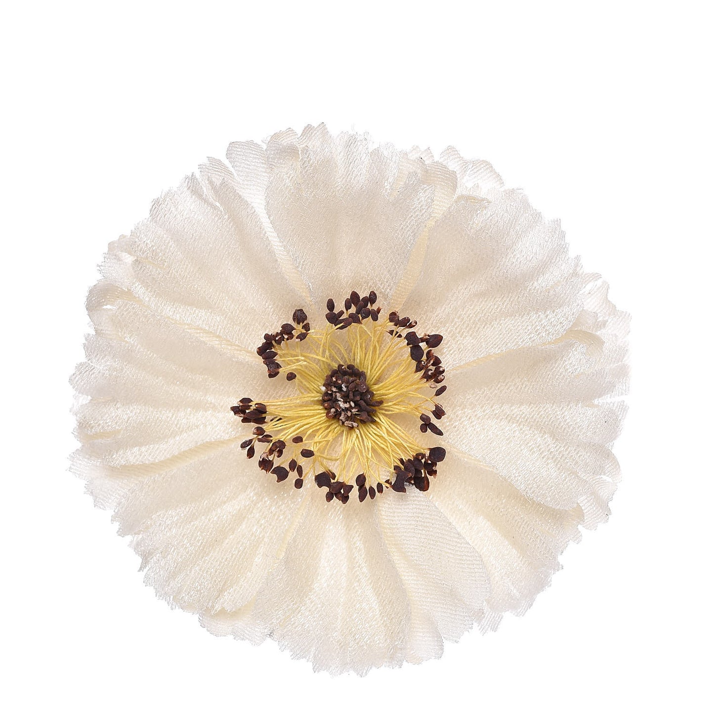 Fabric Flower Brooch White