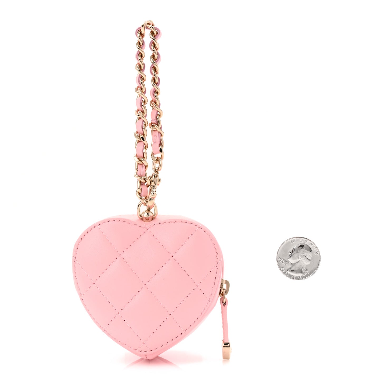 Lambskin Quilted CC Mini In Love Heart Bag Charm Light Pink