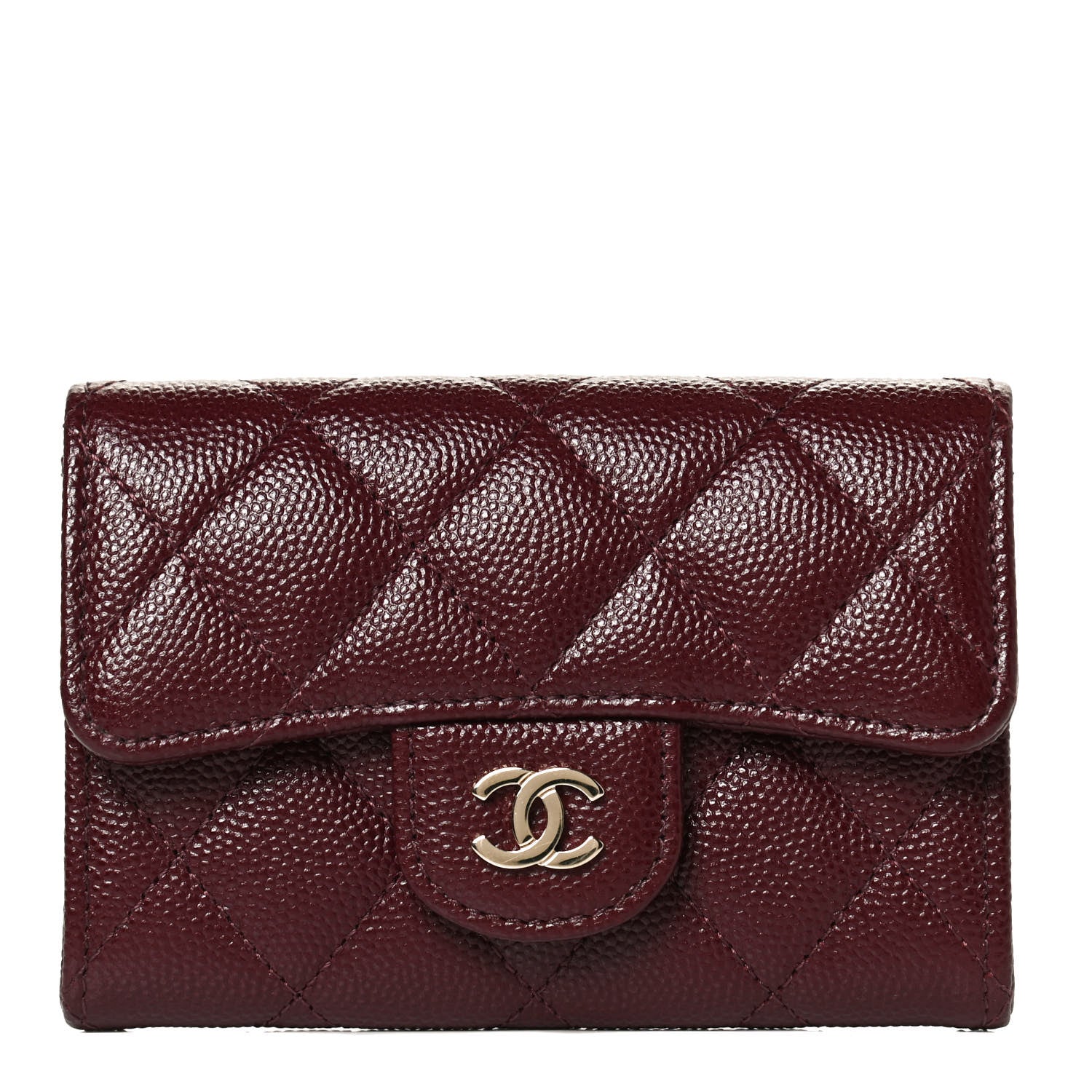 Chanel Caviar Quilted Flap Card Holder Wallet Burgundy 1 of 10