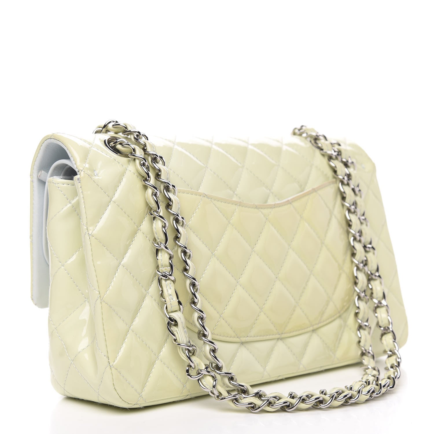 Chanel Patent Quilted Medium Double Flap Dark White 3 of 14