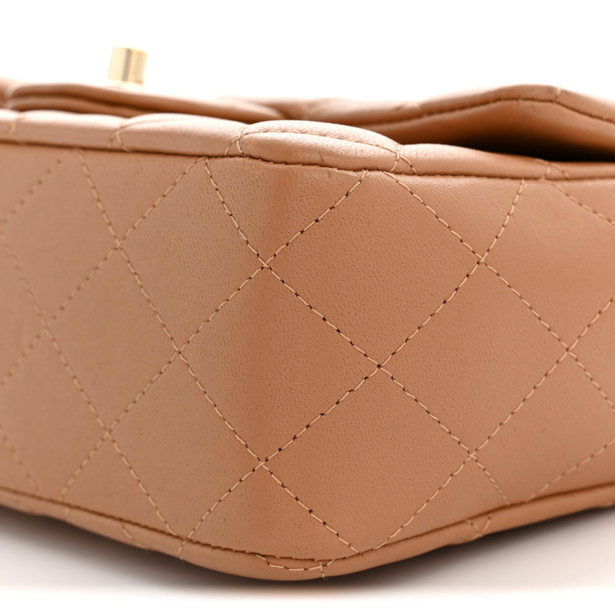 Chanel Lambskin Quilted Mini Top Handle Rectangular Flap Dark Beige 10 of 12