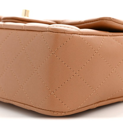 Chanel Lambskin Quilted Mini Top Handle Rectangular Flap Dark Beige 10 of 12