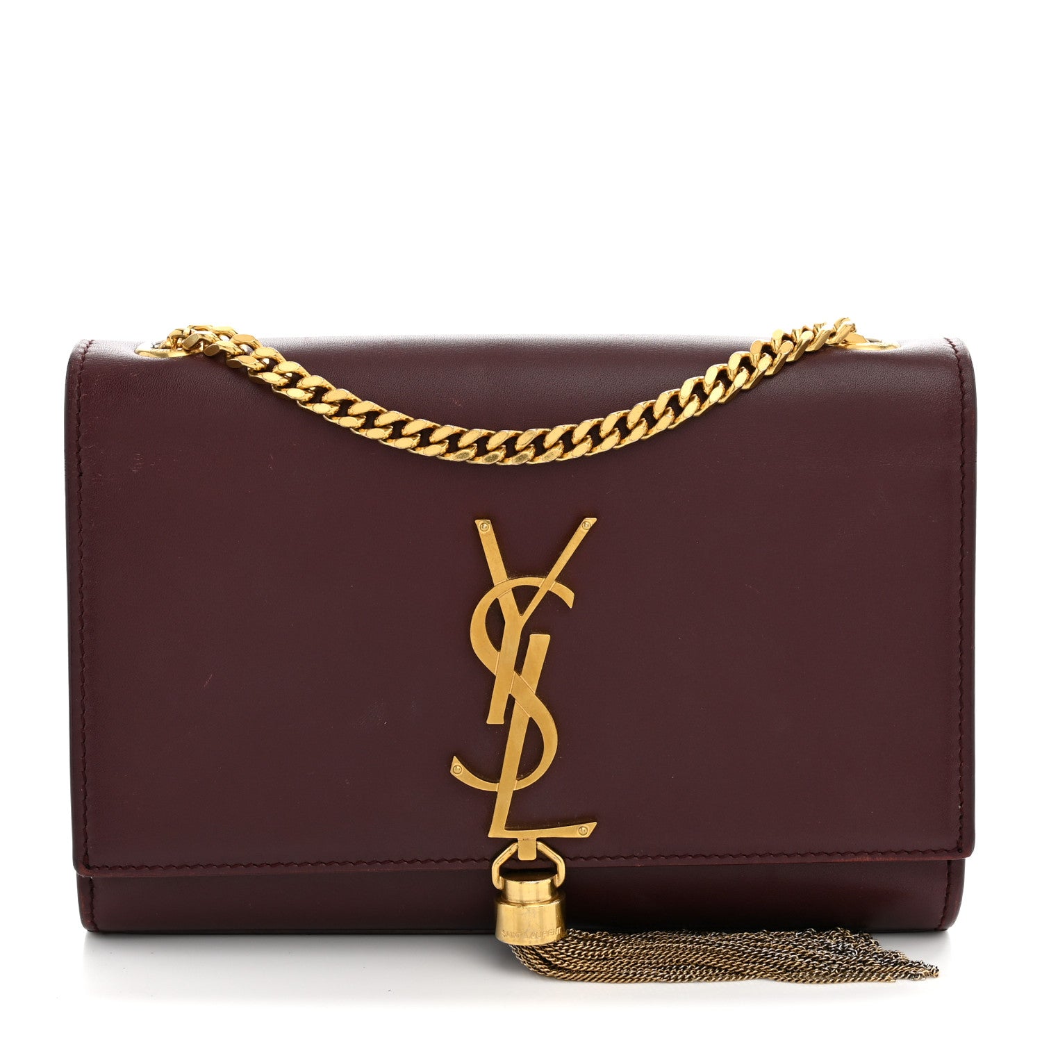 Saint Laurent Smooth Calfskin Small Classic Monogram Kate Tassel Satchel Rouge Legion 1 of 12