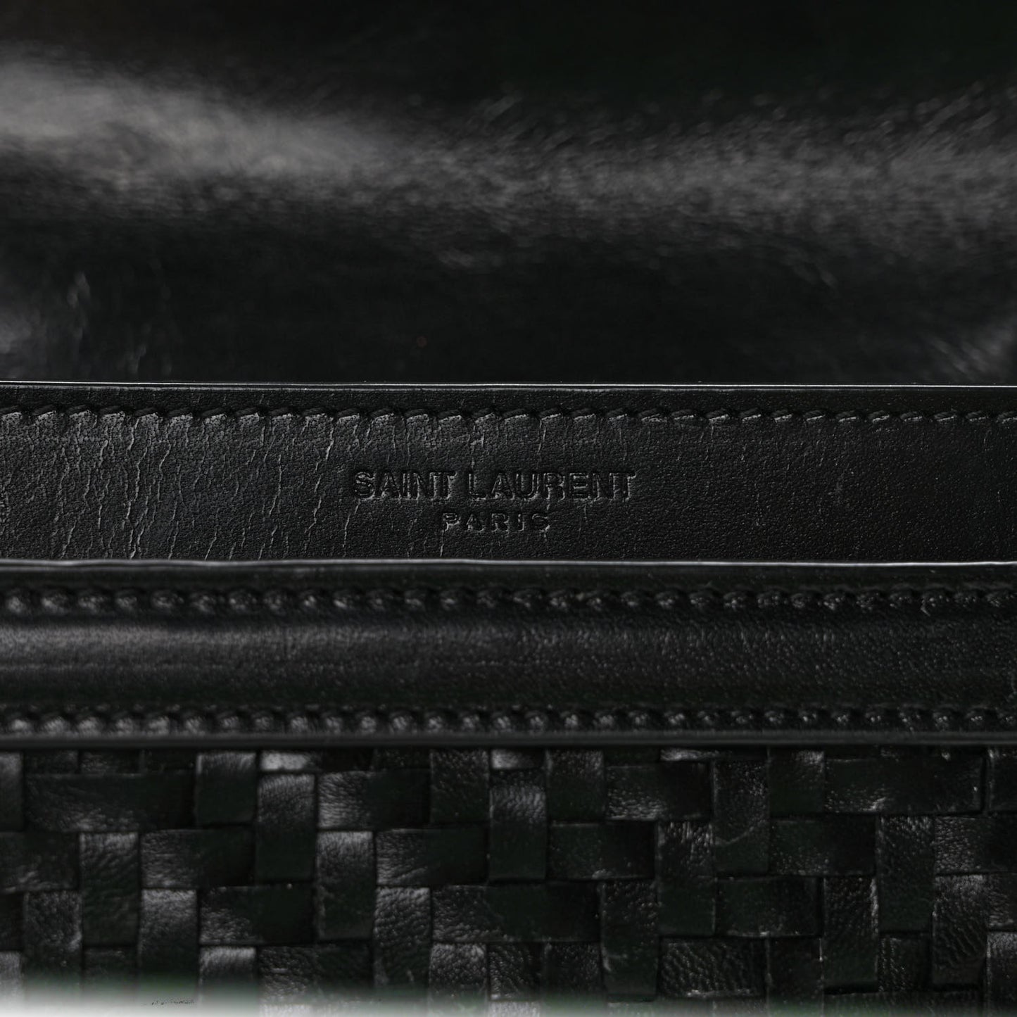 Calfskin Woven Monogram Cassandra Clasp Bag Black